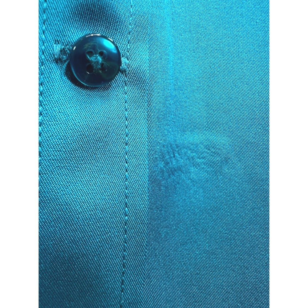 Flex Mens Luxury Collection Teal Blue Long Sleeve Button Down Dress Shirt XL - Picture 8 of 14